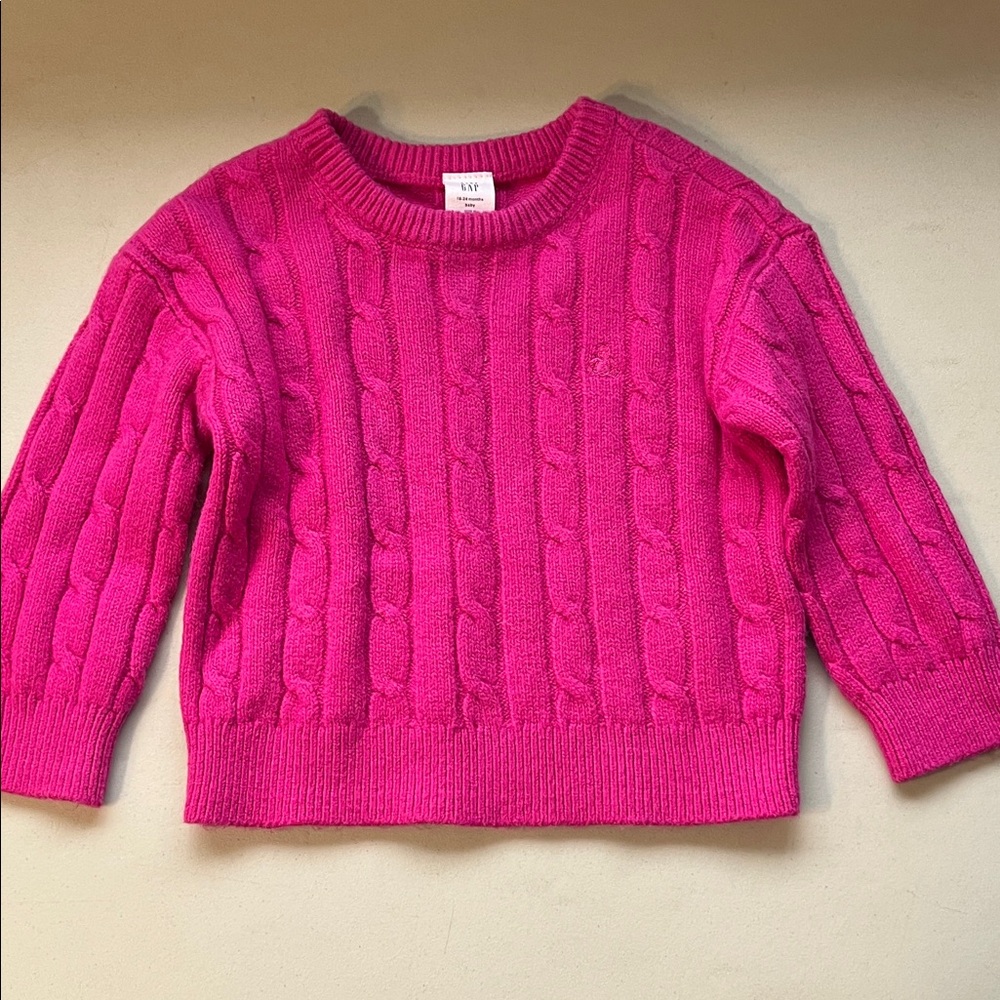 GAP Bright Pink Cable Knit Sweater